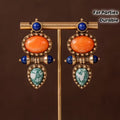 1 Pair Vintage Turquoise Blue, Navy Blue, Orange, Green, White